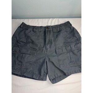 Red Head Brand Co Mens Cargo Shorts Gray Canvas Elastic Waist Size 36 Outdoor